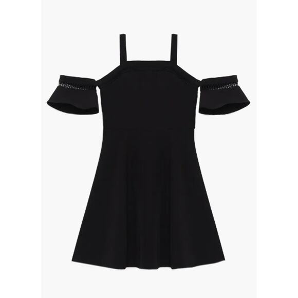 BARDOT JUNIOR Girl's Isla Cold Shoulder Dress Size 16 Black Back Zipper NWT - Picture 1 of 9